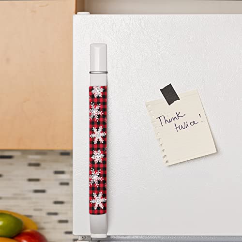Image of Pardick Christmas Snowflake Check Refrigerator Door Handle Covers Set of 2 Washable Fridge Dishwasher Oven Mocrowave Door Decor Protector Handle Cover Keep Your Kitchen Appliance Clean