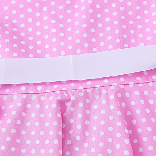 Kids 1950s Dresses for Girls Vintage 50s Style Polka Dot Dress Retro 50's Audrey Hepburn Rockabilly Party Swing Dress + Belt4