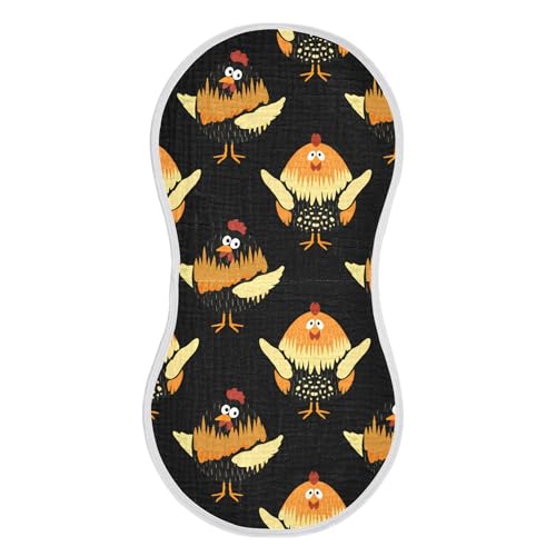 xigua Whimsical Chickens Muslin Baby Burp Cloths Set of 1, Super Soft & Absorbent Burping Rags, Cotton Burp Clothes Shower Gift for Newborn, Baby Girls and Boys