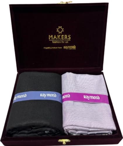 Image of Raymond Makers Men's Shirt & Trouser Fabric Combo with Premium Gift Box | Solid Shirt Fabric with Formal Trouser Fabric | Unstitched Dress Material for Office & Formal Wear