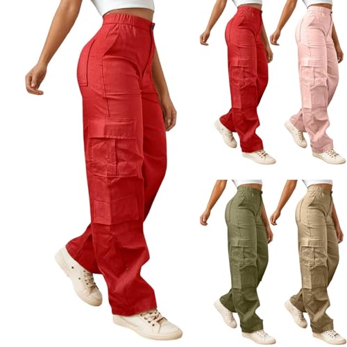 Pantalon cargo stretch en coton léger style Y2k décontracté