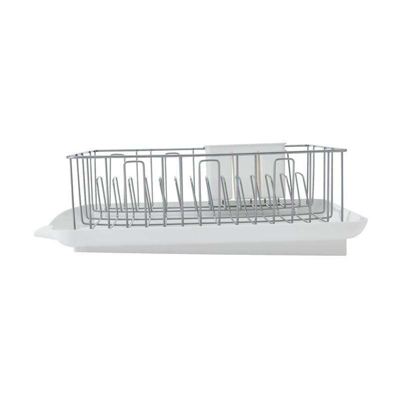 Farberware Classic Large Rust Resistant Full Dishrack with Removable 3 Compartment Flatware Caddy, Andlged Drain Board, 3-Piece, White - image 8