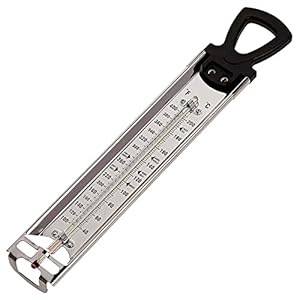 OcioDual Roestvrijstalen suikerthermometer keuken zonder kwik met verstelbare clip voor jam, snoep, cacao