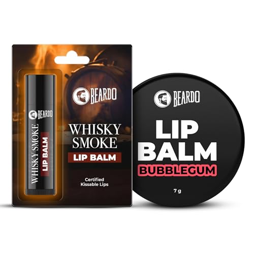 Image of BEARDO Whisky Smoke & Bubblegum Lip Balm Set (4g & 7g) | Moisturizing Lip Care for Men & Women | Long-Lasting Protection | Ideal for Dry, Chapped Lips | All-Day Comfort