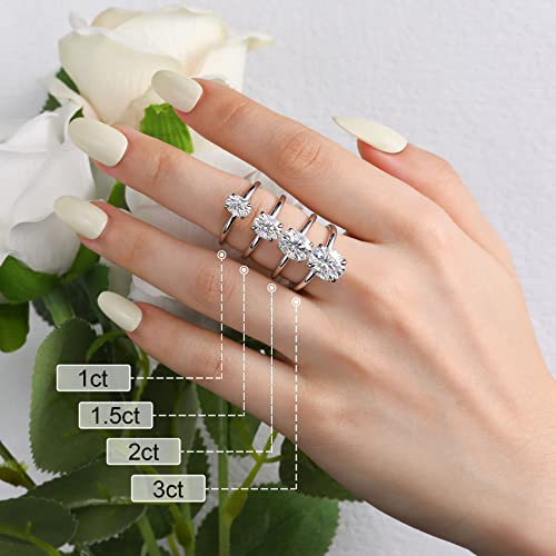 2 Carat Oval Cut Moissanite Engagement Ring For Women 925 Sterling Silver Solitaire Rings D Color Lab Created Diamond Promise Wedding Ring For Her Size 7 #TOP7