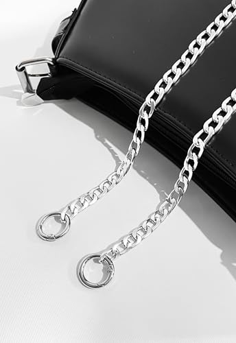 Çanta Zinciri Yaylı Kanca Paslanmaz Nikel Metal Çanta Askısı Zincir Kayışı Çanta Aksesuarları Zincir Uzunluk: 120 Cm (1 Adet) (Silver)