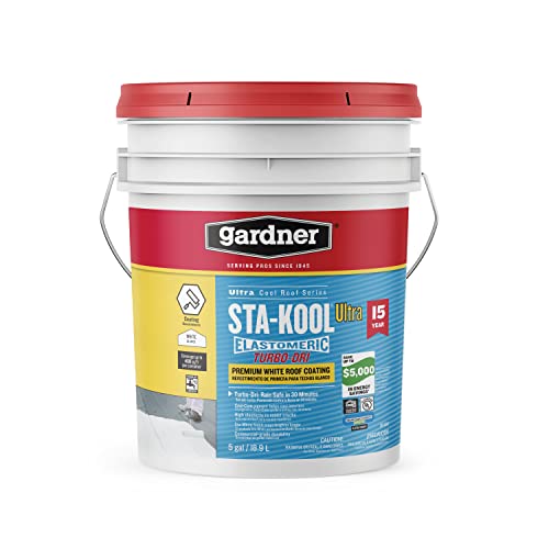 Gardner-Gibson Sta-Kool 15-Year Turbo-Dri Elastomeric Roof Coating, White, 5...