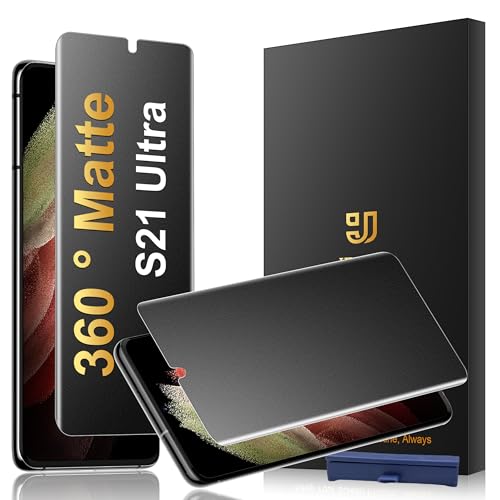 JEHOO [2 Pack] 4 Way 360 Matte TPU Privacy Screen Protector for Samsung Galaxy S21 Ultra (Not Glass) Fingerprint Sensor Compatible Anti-Glare Full Adhesive Flexible Film