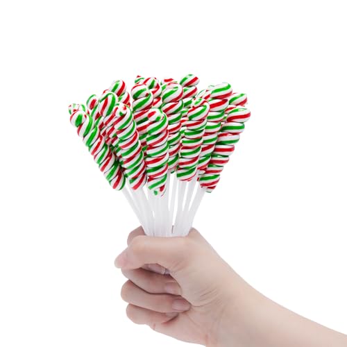 Christmas Lollipops Candy - Individually Wrapped Holiday Twisty Lollipops Bulk - Christmas Themed Red and Green Suckers for Stocking Stuffers, Party Favor, Cherry Flavor, 30 Pack