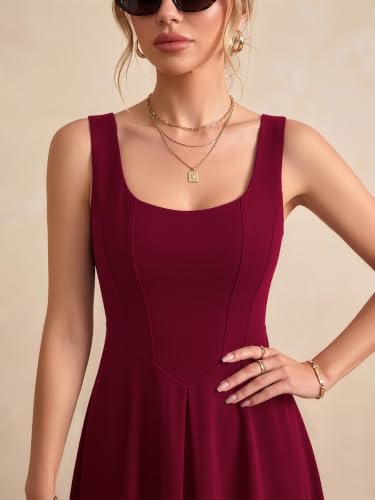Image of Solid Fit and Flared Round Neck Midi Dress for Women's & Girl's