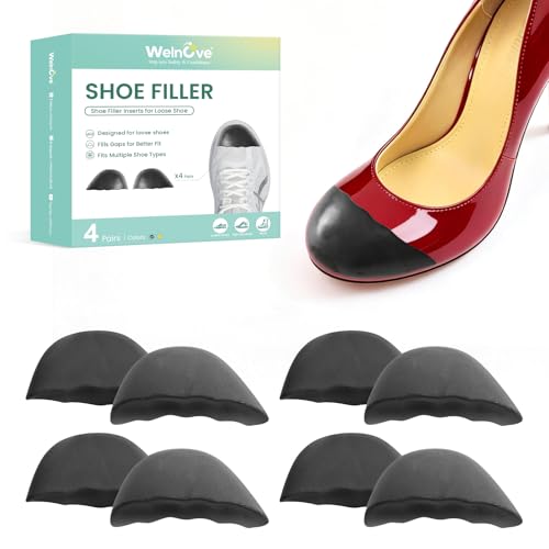 Riempi per scarpe troppo grandi - Welnove 4 paia Inserto imbottito per scarpe a memoria di forma, talloniera traspirante che riduce fastidi alle dita e affaticamento del piede - S