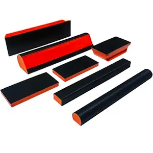 Tonmp 7 Piece Orange Hand Sanding Block Set, Rectangle Handheld Sanding Pad, Hook and Loop Interchangeable Assorted Shapes for Sanding or Polishing in Auto Body and Paint Shops