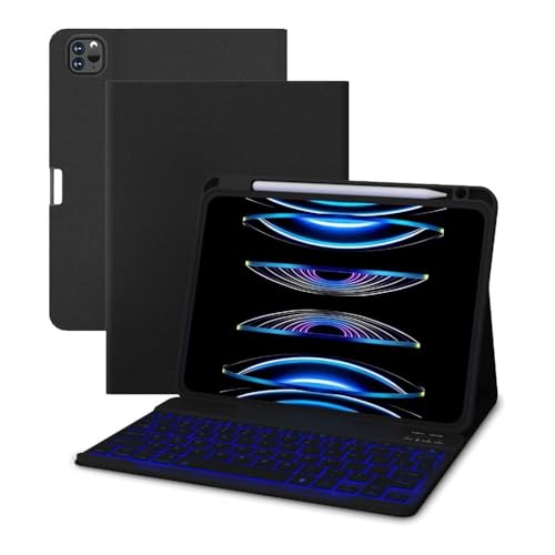 Clavier rétroéclairé détachable et étui premium en tissu noir iPad Pro 11 2024