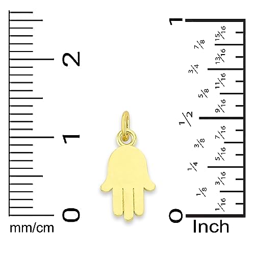 Solid Gold Hamsa Microcharm in 10k or 14k, Dainty Cute Protection Charm Symbol with Clasp3