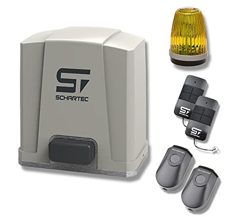Schartec Schiebetorantrieb Jet 500 SL-Set bis 5 m Breite - Inkl. 2 Handsender, 1 Lichtschranke, und 1 Signalleuchte - Torantrieb - Schiebetor - Hoftor - 5000 N