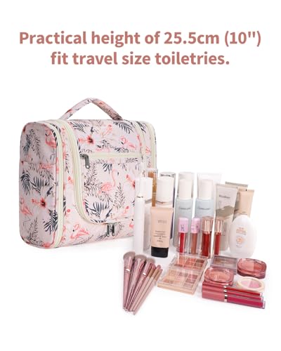 Image of Hanging Travel Toiletry Bag Cosmetic Make up Organizer for Women and Men, Beige Bird (Large),