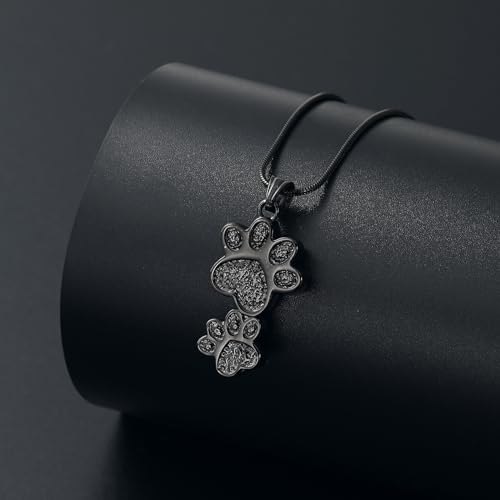 QGJNSGC Urn Necklace for Ashes Dog Pet Ash Necklace Paw Memorial Ash Souvenir Cremation Jewellery Gift for Female Dog and Cat Lovers (Black) - Image 4