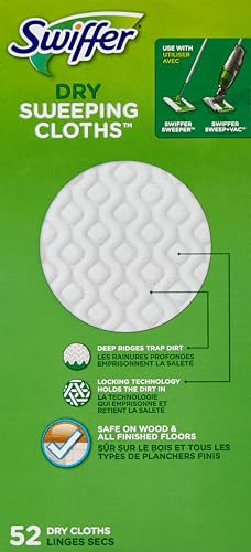 Image of Swiffer Sweep + Mop,Dry Pads Refill,Floor Cleaner for Dirt,Dust,Hair,Cleaning Cloths for Mopping Home,Bathroom,Kitchen,Dust Mop,Floor Duster,Unscented,52ct,(Pack of 3)