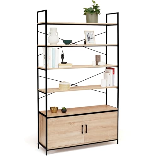 IDMarket - Etagère XL 5 Niveaux avec Placard Detroit Design Industriel 170 CM