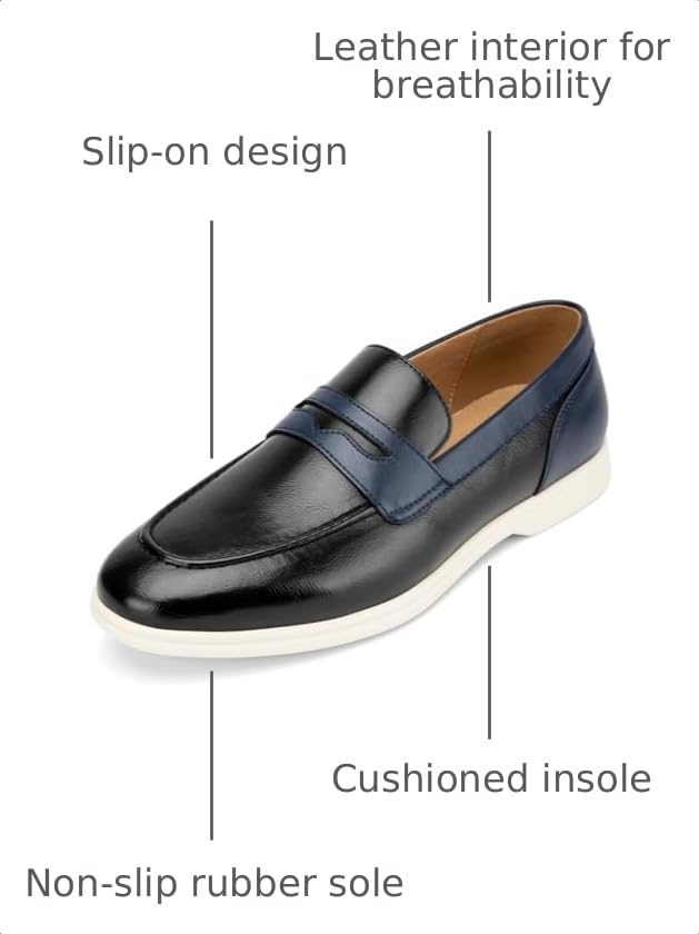 Image of Meijiana Men's Genuine Leather Loafers Slip-On Moccasins Suede Dress Shoes, Lightweight and Breathable with Rubber Sole Stylish Mens Loafers