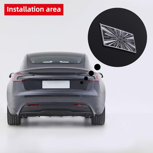 Image of BETTERHUMZ Plaid Performance Decal Sticker Compatible with Tesla Cybertruck Model 3 Y X S Roadster Highland Carbon Fiber Car Rear Trunk Trim Exterior Accessories (Black)