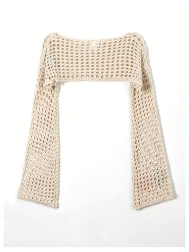Women's Starfish Embroidery Crochet Sweater Y2k Hollow Out Long Sleeve Boat Neck Knit Crop Cover Up2
