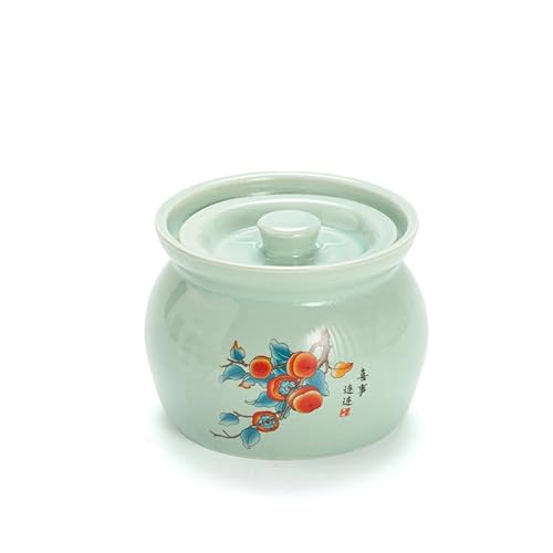 FGHDJN Tureens, Soup Tureen Ceramic, 4.3'' Ceramic Soup Tureen with Lid for Baking, Pasta, Serving Soups, Stews, Home Parties and Family Dining Dinner, Oven Safe(Size:4.3in,Color:GreenA)