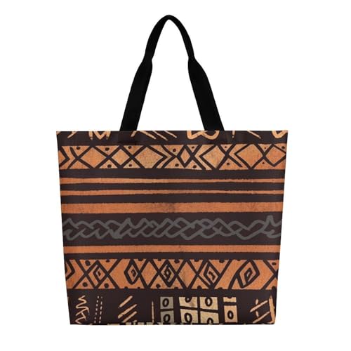 Women's Multi-Functional Shopping Bag，African Mud Cloth Tribal Printing Messenger Bag Shoulder Bag for Travel, Work, Shopping & Parties with Inner Pocket, Grocery Bag Lightweight & Water-Resistant3