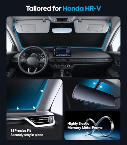 Image of for Honda HR-V Windshield Sunshade [OEM Design, 100% Sun Blockage] Foldable Heat Insulation Sun Shade with Storage Bag, for Honda HR-V (2016-2026), Silver Coating