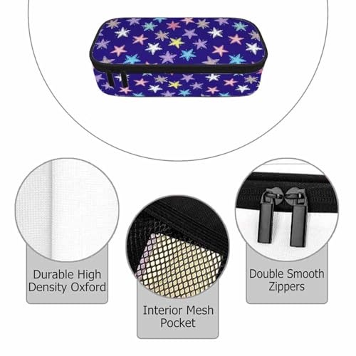 Image of Colorful Stars Pencil Case Woven Stars Purple Blue Red Pencil Bag Pouch Box Organizer for College School Students Boy Girl