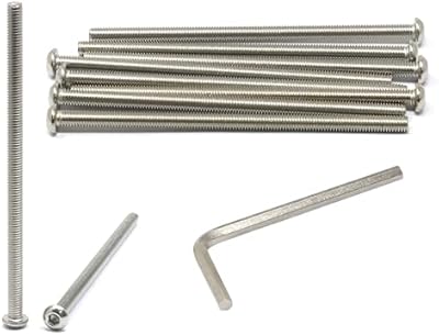 iexcell 10 Pcs M6 x 120mm Thread Pitch 1 mm Stainless Steel 304 Hex Socket Button Head Cap Screws Bolts Kit