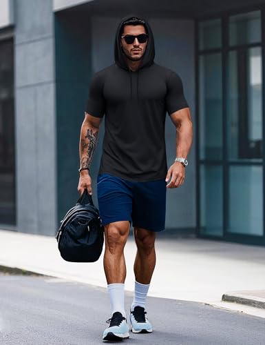 MAGCOMSEN Men's Short Sleeve Hoodie Cotton Hooded T Shirts Lightweight Sweatshirt Hoodies Pullover4