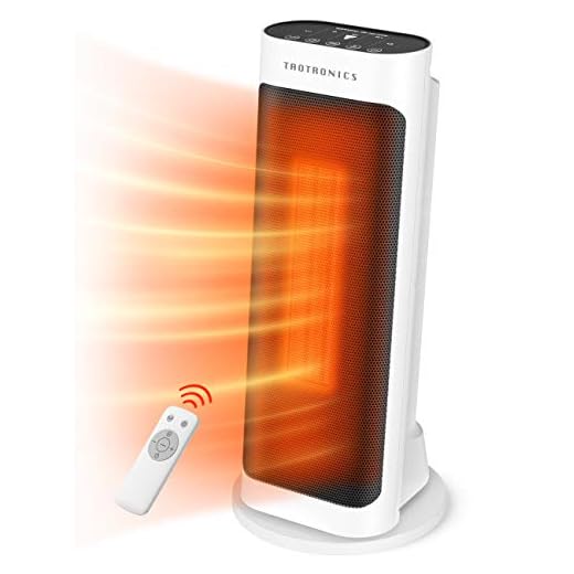 Taotronics Space Heater 1500W Electric Small Portable with Remote Control for Indoor Use, 65°Oscillation ECO Mode Tip-Over Switch & Overheating Protection LED Display, 18Inch, White