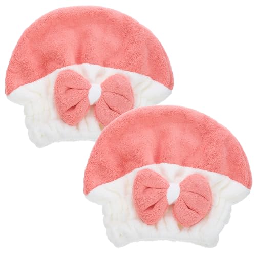 MERRYHAPY 2 Piezas Toallas de Secado Rápido para Cabello Mujer Gorro Absorbente de Microfibra Suave Pack Blanco y Rosa Gorro para Ducha y Secar Pelo Ligero y Fácil de Transportar