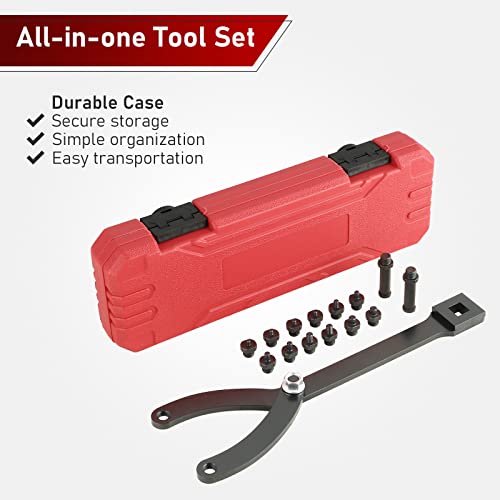 Atpeam Variable Pin Spanner Wrench Kit 15Pc Adjustable Fan Clutch Pully Holder Wrench With Variable Spanner Wrench Pins #TOP4