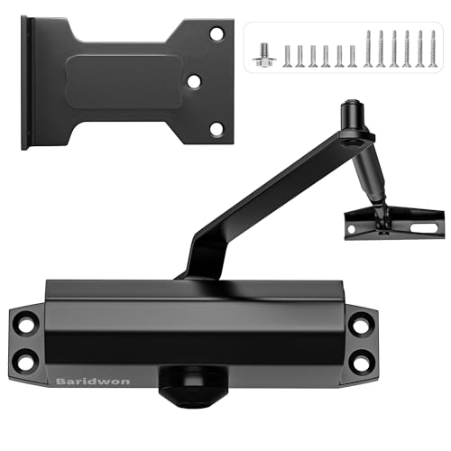 Baridwon Heavy Duty Door Closer No Slam LetBlack Industrial Finish Large Size (Warehouse/Garage Use)