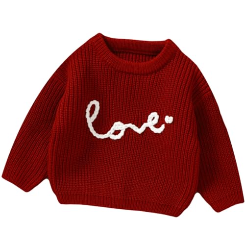 Toddler Girls Pullover Sweater Infant Embroidery Letter Knit Tops Crewneck Long Sleeve Fall Winter Clothes