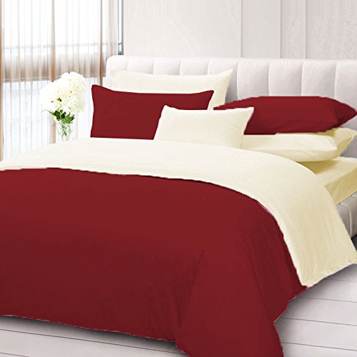 Copripiumino King Size 600 Fili 100% Cotone Egiziano - Morbido E Lussuoso, Colore Bordeaux, Con Cerniera E Lacci