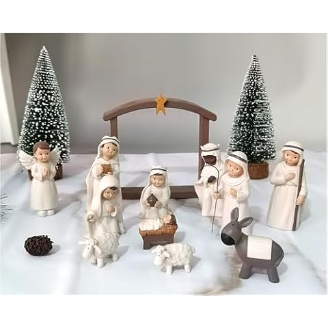 ENNAS Nativity Scene Indoor 12pcs Little People Nativity Set - Holy Family Figurine Set with Joseph Mary Baby Jesus and Manger - Christmas Decorations, Xmas Holiday Decor, for Women Cover