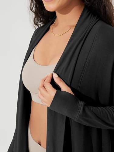Image of ODODOS Women's Drape Open Front Cardigans Cozy Soft Long Sleeve Casual Wrap Outerwear with Pockets Thumb Hole