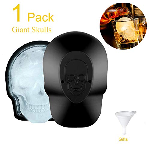 Large Skull Ice Molds 3D Reusable Silicone Ice Cube Mold Trays for Whiskey