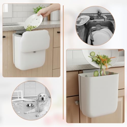 Caneca de basura plegable para cocina 10 litros blanca miniatura 6