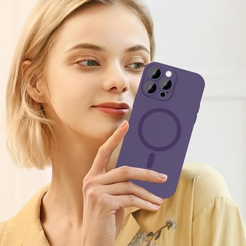 Image of DIZORO Magnetic Case for iPhone 13 Pro Max Cover [Compatible with MagSafe][Built-in Camera Lens Protector] Slim Soft Silicone Bumper Shockproof Metallic Luster Back Cover Phone Cases (Deep)