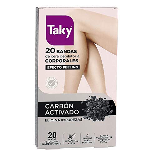 TAKY bandas de cera depilatorias corporales con carbón caja 20 uds