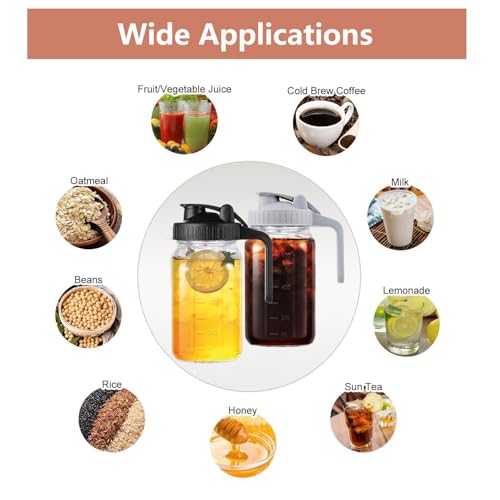 Miniatura 7 de Hniuyun Paquete De 2 Jarras De Leche De 32 Onzas, Herméticas De Vidrio De Boca Ancha Con Tapa De Boquilla De Vertido Para Leche Materna, Té Helado, Café Frío, Recipiente De Almacenamiento De Jugo