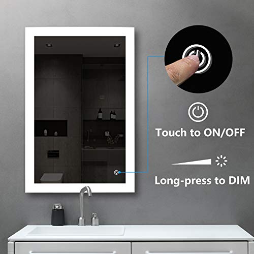 image for smartrun Wall-Mounted Lighted Backlit Mirror-Square Bathroom Vanity Mi