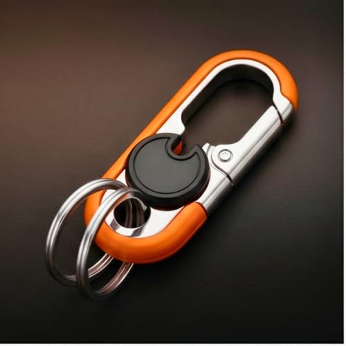 Image of THE MEN THING - Stylish Multicolor Stainless Steel Keychain for Men & Boys (BLAZE CLIP BLACK - Orange)