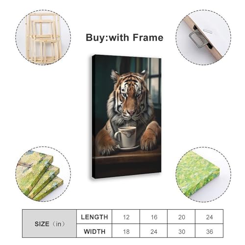 Poster sur toile Tiger Drinks Coffee décoration murale chambre