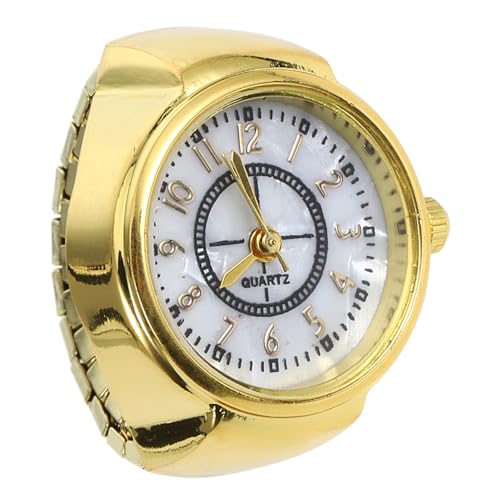 NUOBESTY Elegante Digitale Ringuhr Damen Quarzuhr Fingeruhr mit Großem Praktische Schmuckuhr Geschenkidee Stilvoller Zeitanzeiger Goldfarben