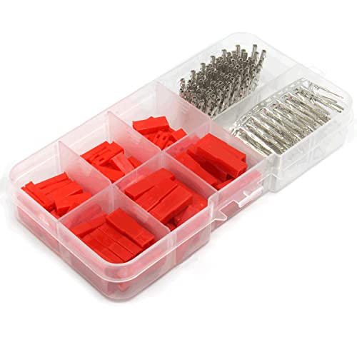 LeHang 420Pcs 50set 2.54mm 2Pin Female Male Red Plug Housing Crimp Terminal Connectors Kit Perfectly Compatible with JST SYP - Image 3